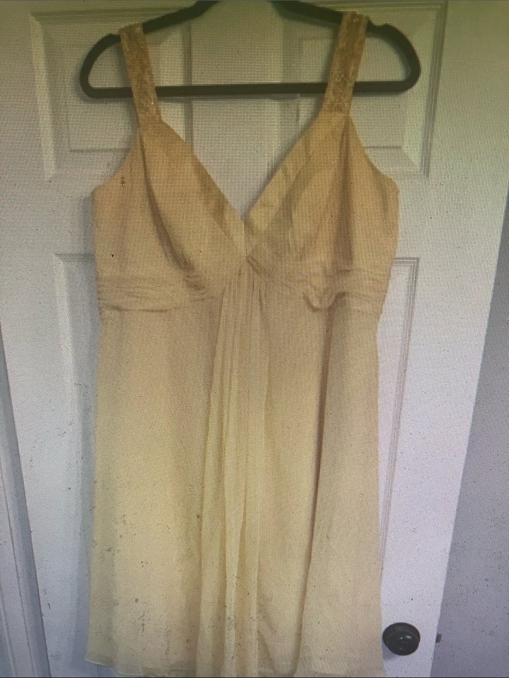 David's Bridal Cream V-Neck Empire Waist Midi Dress